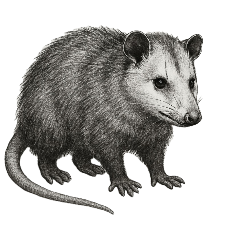 Opossum illustration for crawlspace and attic removal